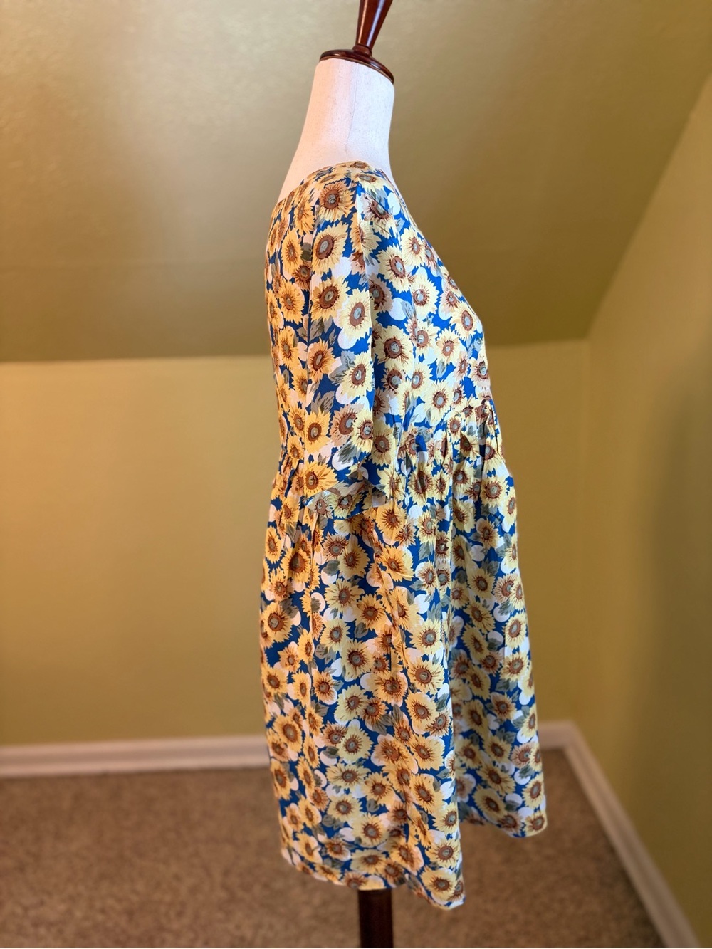 Vintage 90s Contempo Casuals Sunflower Babydoll Dress Grunge Whimsigoth Size S - Picture 3 of 7